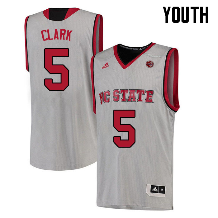 Youth #5 Jack Clark NC State Wolfpack College Basketball Jerseys Sale-White